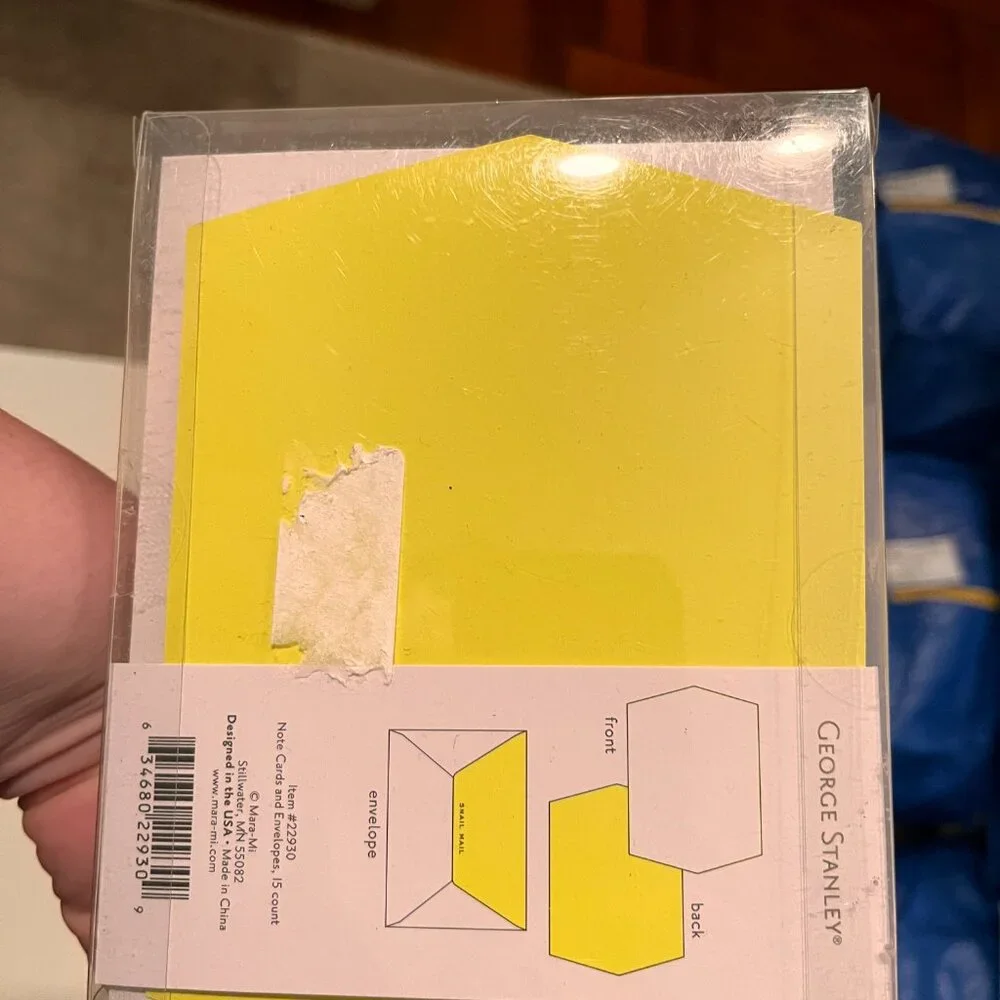 Note Cards -George Stanley Flat Panel Note Cards (Yellow / Snail Mail / 3 Packs)